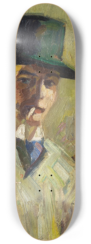 Hermann Stenner - Selbstbildnis mit hohem Hut und Zigarette 8.25 inch art skate deck