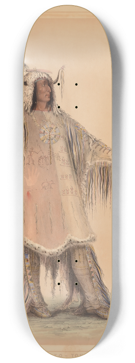 George Catlin - Mah-To-Toh-Pa, The Mandan Chief 8.25 inch art skate deck