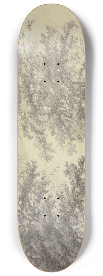 Hermanus van Brussel - Weg zwischen zwei Baumgruppen mit einem Wagen, rechts am Zaun ein sitzender Mann 8.25 inch art skate deck
