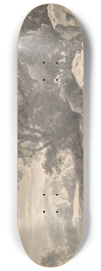 Herman van Swanevelt - A River Landscape with Travellers 8.25 inch art skate deck