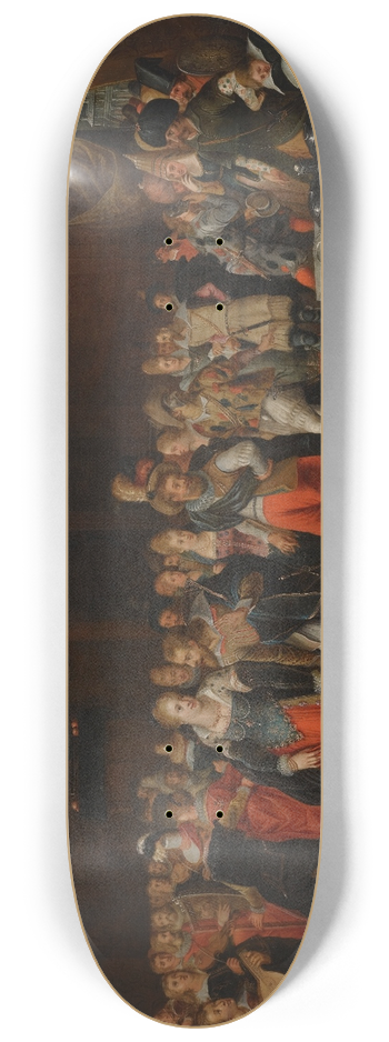 Hieronymus Francken II - An Interior Scene with Elegant Figures at a Wedding 8.25 inch art skate deck