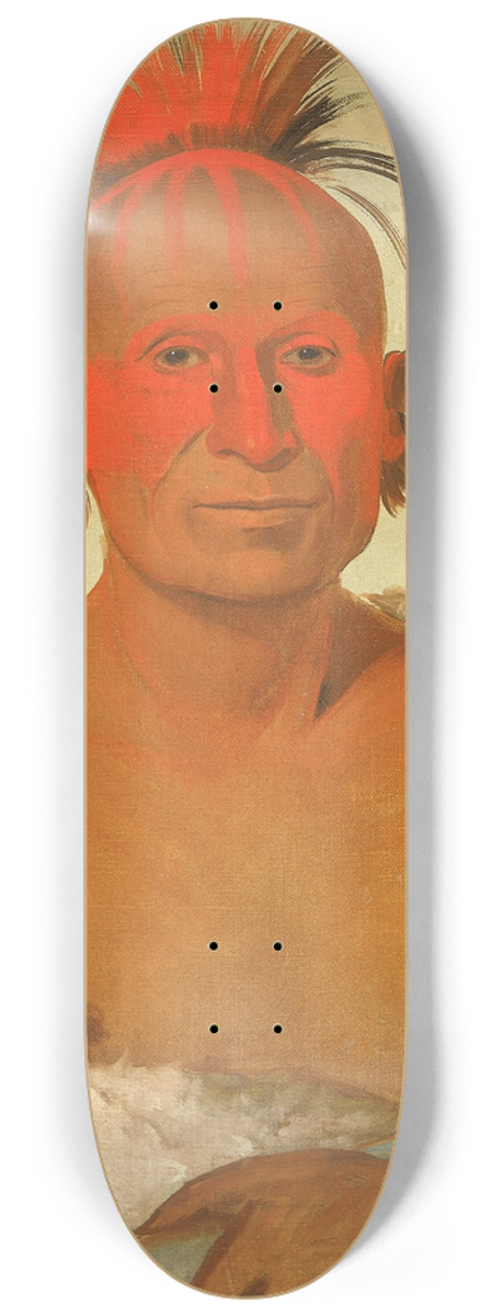 George Catlin - Pash-ee-pa-h, Little Stabbing Chief, the Younger, One of Black Hawks Braves 8.25 inch art skate deck