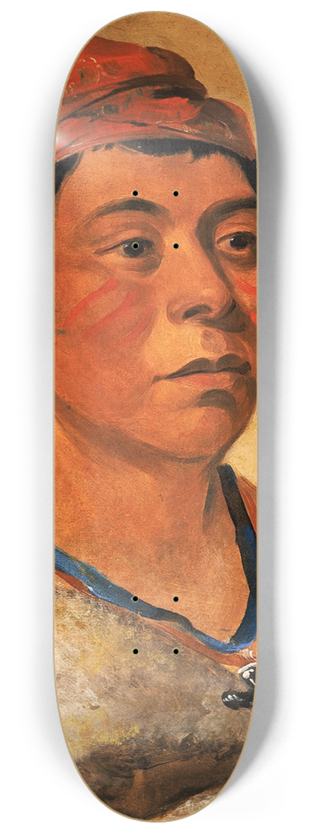 George Catlin - Round Island, a Warrior 8.25 inch art skate deck