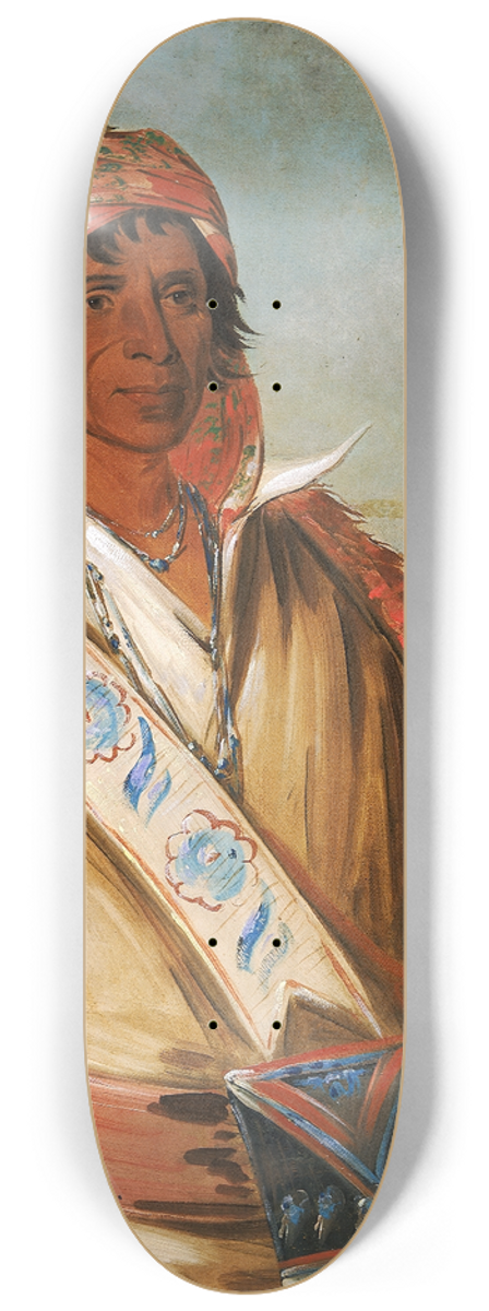 George Catlin - Steeh-Tcha-K-Me-Co, Great King (Called Ben Perryman), a Chief 8.25 inch art skate deck