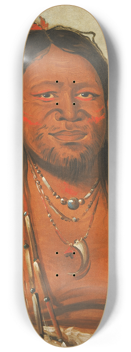 George Catlin - Ta-Wh-Que-Nah, Mountain of Rocks, Second Chief of The Tribe 8.25 inch art skate deck