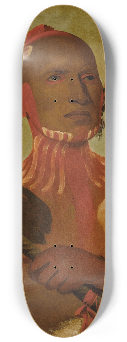 George Catlin - We-Sheet, Sturgeons Head, a Fox Warrior 8.25 inch art skate deck