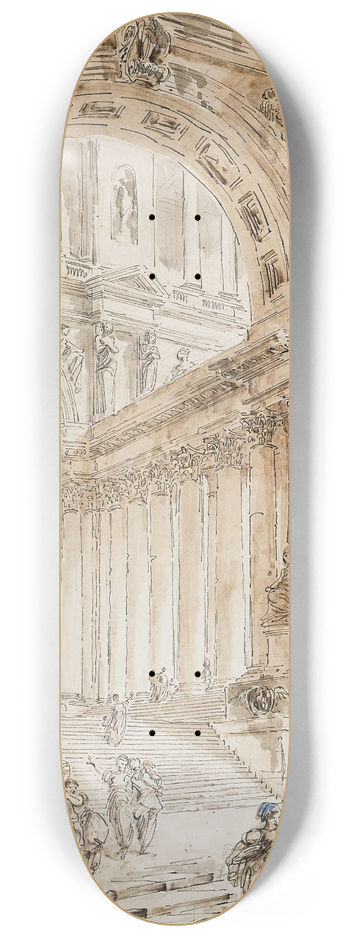 Hubert Robert - Architectural Composition With Portico 8.25 inch art skate deck