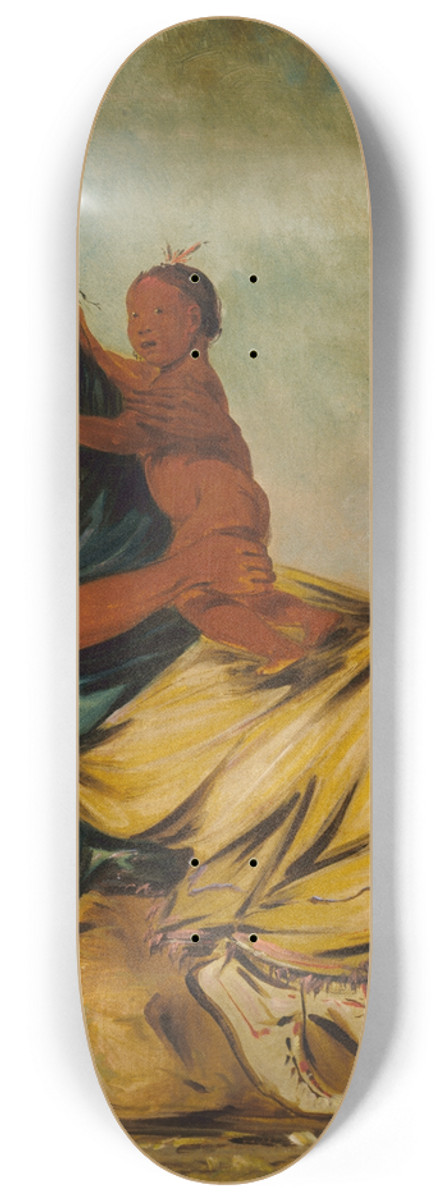 George Catlin - Wh-Chee-Te, Wife of Cler-Mnt, And Child 8.25 inch art skate deck