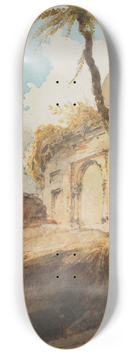 George Chinnery - Ruined mausoleum in North India 8.25 inch art skate deck