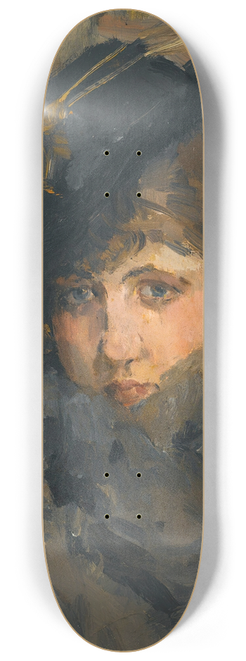 Isaac Israls - A lady in a hat with a fur collar 8.25 inch art skate deck