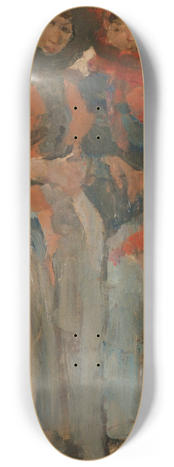 Isaac Israls - Two Young Women in the Snow 8.25 inch art skate deck
