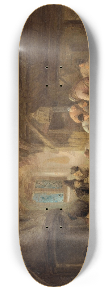 Isaac van Ostade - Rustic Interior With Peasants Drinking And Gaming 8.25 inch art skate deck