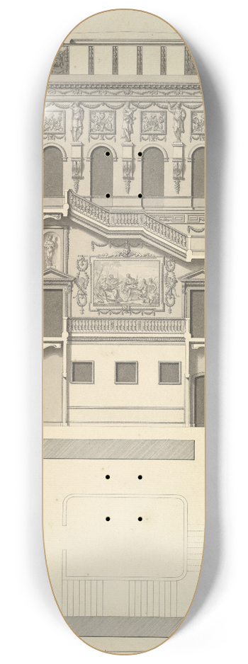 Isaac Ware - Side of the Staircase, Houghton Hall, Norfolk, Elevation 8.25 inch art skate deck