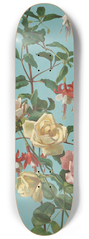 George Cochran Lambdin - Roses and Fuchsia 8.25 inch art skate deck