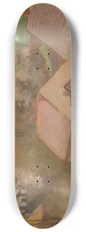Jacek Malczewski - Countryside Landscape with Houses 8.25 inch art skate deck