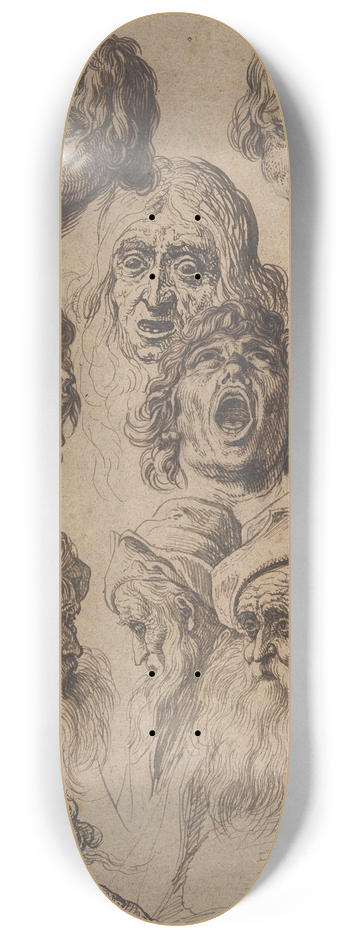 Jacob de Gheyn II - Study of Eleven Heads 8.25 inch art skate deck