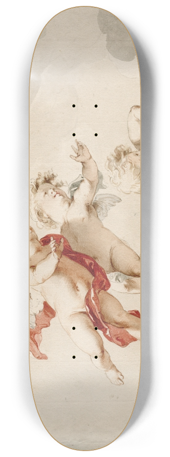 Jacob de Wit - Three flying putti 8.25 inch art skate deck