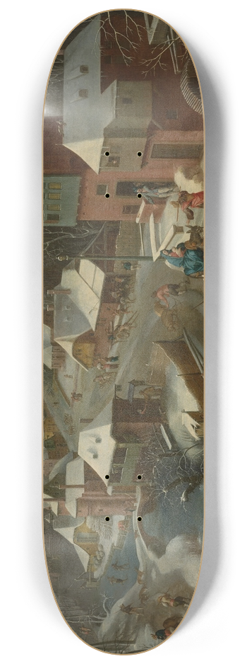 Jacob Grimmer - A winter landscape with the Flight into Egypt 8.25 inch art skate deck