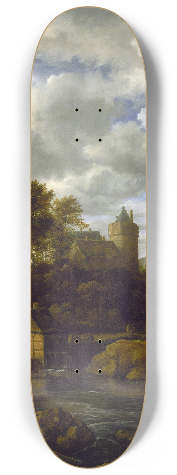 Jacob van Ruisdael - Castle and Watermill by a River 8.25 inch art skate deck