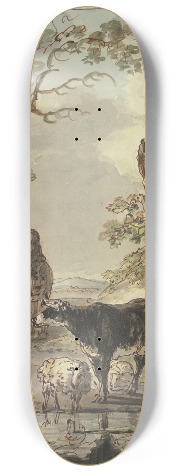 Jacob van Strij - Rastende Hirten an einer Wasserstelle 8.25 inch art skate deck