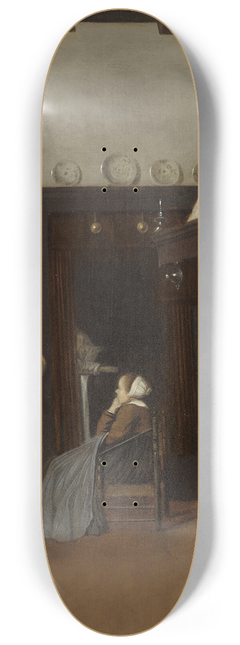 Jacob Vrel - Young Woman in an Interior 8.25 inch art skate deck