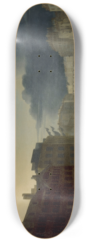 Jacques Albert Senave - Le pont Rouge et les pointes des les Saint-Louis et de la Cit, vus du port au bl 8.25 inch art skate deck
