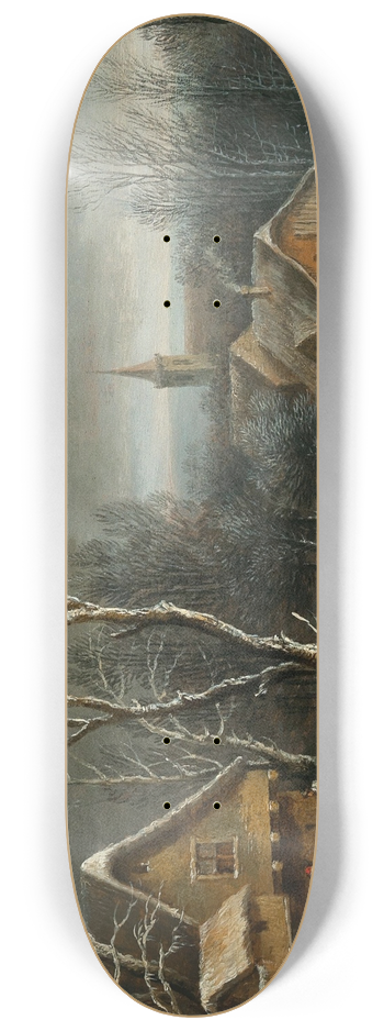 Jacques d'Arthois - A winter landscape with peasants gathering wood 8.25 inch art skate deck