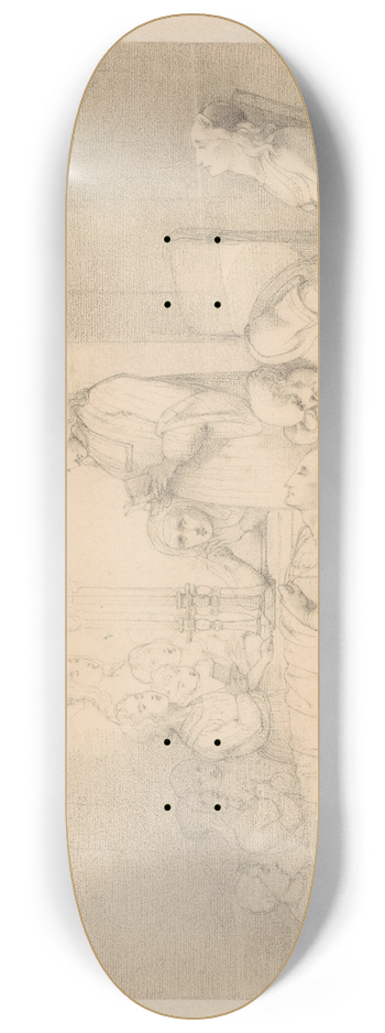 Alexander Hugo Bakker Korff - Scne uit een middeleeuws verhaal; rouwdienst bij het in het huis opgebaarde lichaam 8.25 inch art skate deck