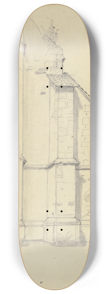 Jakob Becker - Chorflankenturm einer gotischen Kirche 8.25 inch art skate deck