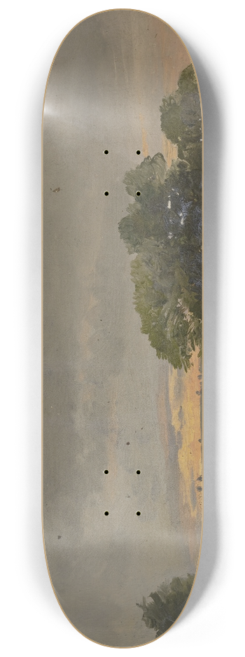 Jakob Becker - Evening meadow with trees 8.25 inch art skate deck