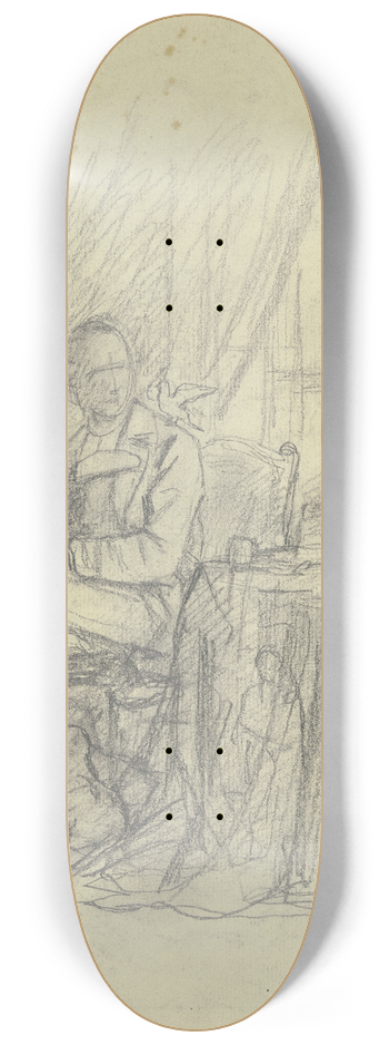 Jakob Becker - Sitzender Mann mit einem Vogel auf der Schulter 8.25 inch art skate deck
