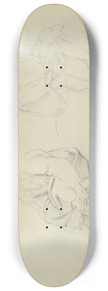 Jakob Becker - Studienblatt; Ein sitzender Junge und ein sitzender Mann 8.25 inch art skate deck