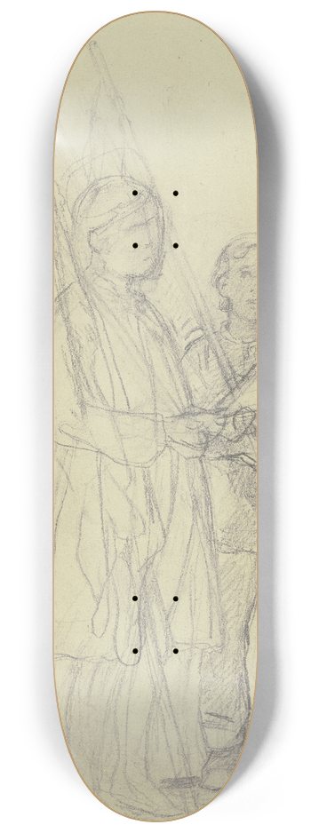 Jakob Becker - Two boys with flags 8.25 inch art skate deck