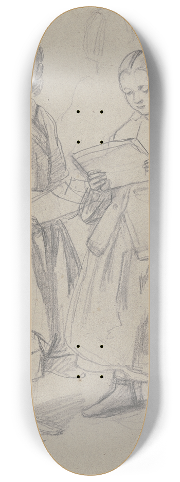 Jakob Becker - Zwei vom Notenblatt singende Mdchen 8.25 inch art skate deck