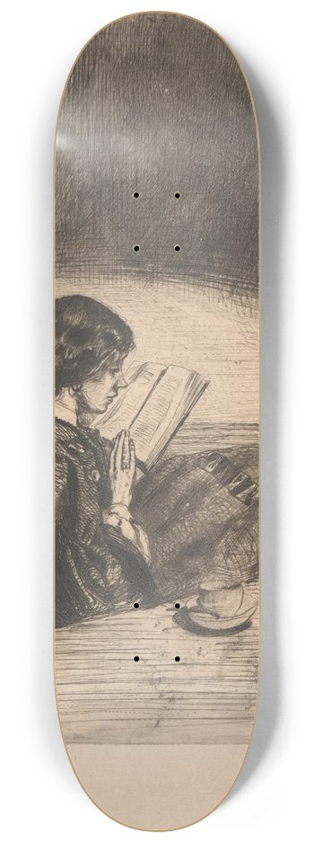 James Abbott McNeill Whistler - Reading by Lamplight 8.25 inch art skate deck