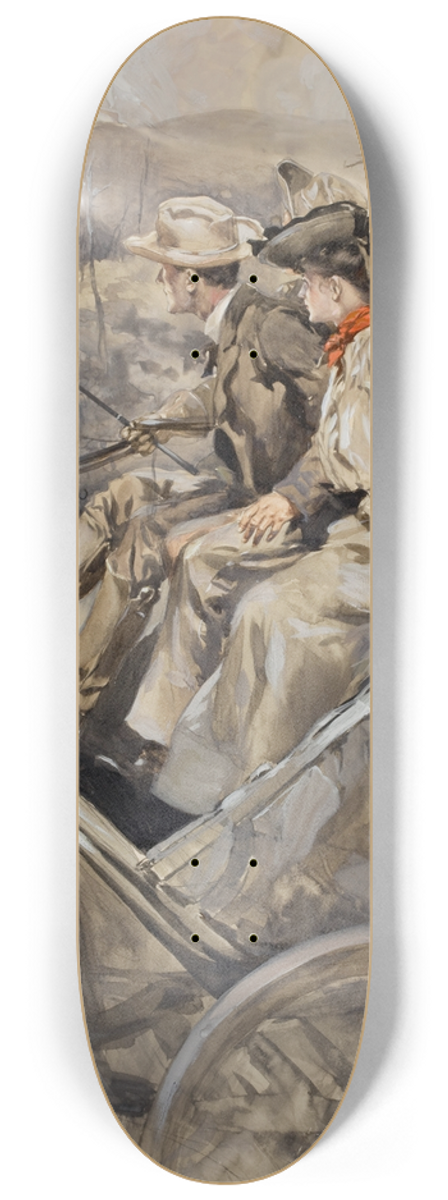 George Hand Wright - Couple on Stagecoach 8.25 inch art skate deck