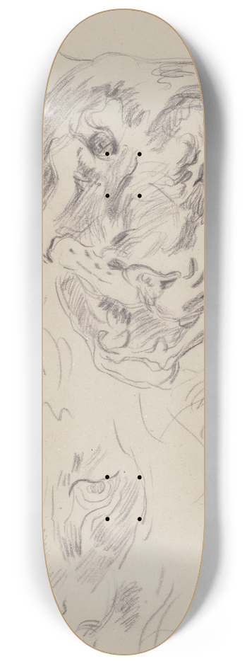 James Ensor - Three Heads of Wild Animals 8.25 inch art skate deck