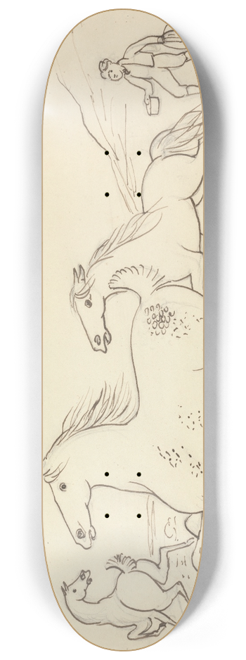 James Howe - Three Horses and Stable Lad 8.25 inch art skate deck