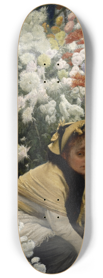 James Tissot - Chrysanthemums 8.25 inch art skate deck