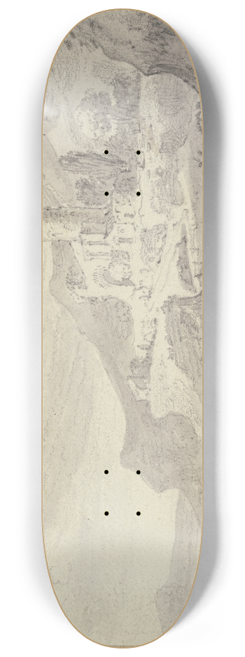 Jan Asselijn - Rechts bei hohem Felsen eine Burg, vorne eine Brcke ber einem Wasserfall 8.25 inch art skate deck