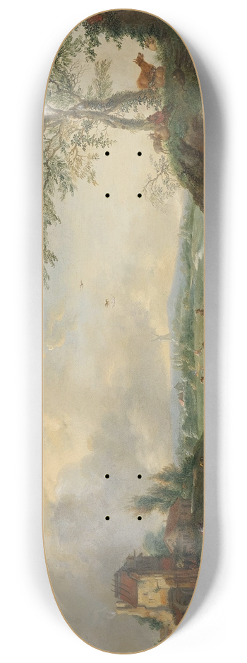 Jan Frans van Bredael - Elegant riders in a hunting scene with falcons 8.25 inch art skate deck
