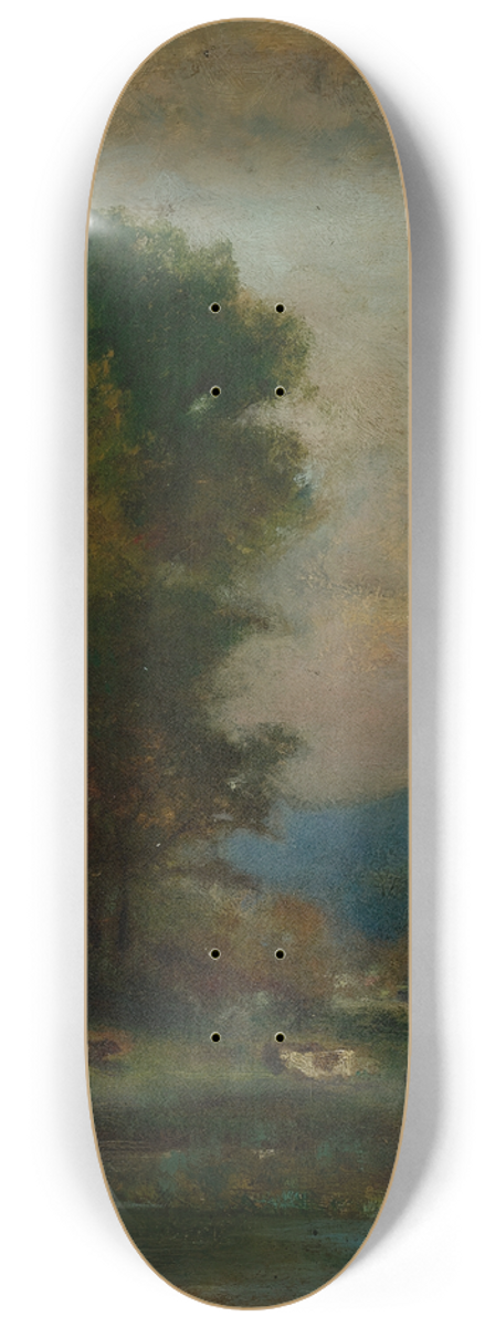 George Inness - Cows By A Stream 8.25 inch art skate deck