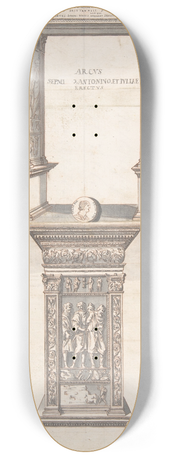 Jan Goeree - Arch of Septimius Severus, Frontal Elevation (above) and Side View (below) 8.25 inch art skate deck
