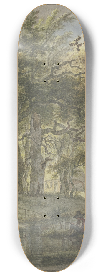Jan Hulswit - Eichenwald mit einigen Htten, im Vordergrund ein Angler 8.25 inch art skate deck