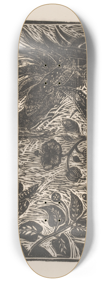 Janus de Winter - Struikgewas met hagedis en nachtvlinder 8.25 inch art skate deck