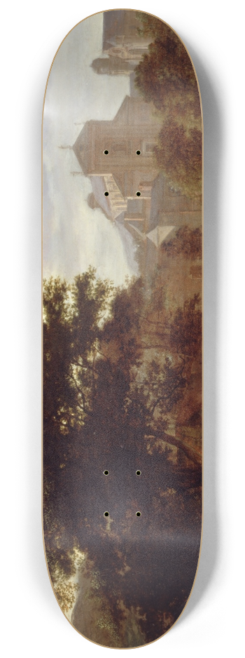 Jan van der Heyden - Two Churches and a Town Wall 8.25 inch art skate deck