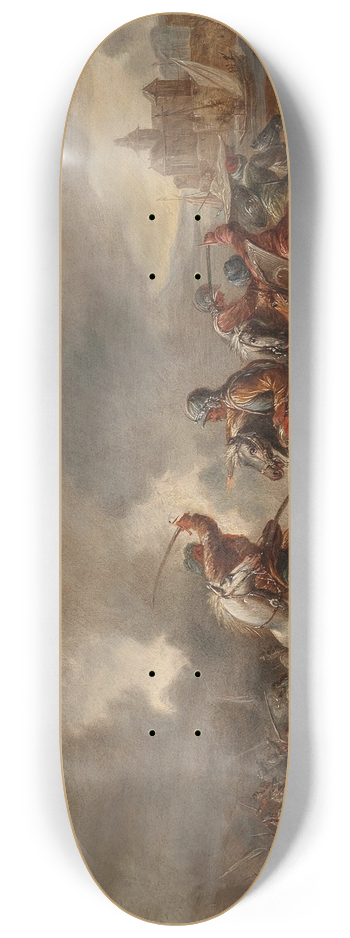 Jan van Huchtenburg - A cavalry skirmish 8.25 inch art skate deck