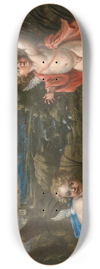 Jan van Kessel the Younger - Two putti with fish and seafood 8.25 inch art skate deck
