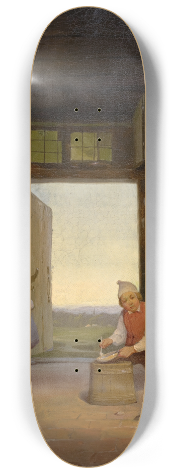 Jan Verhas - Children Blowing Bubbles in the Corridor 8.25 inch art skate deck