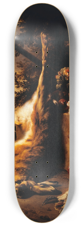 Jan Weenix - Gibier mort, singe et fruits devant un paysage 8.25 inch art skate deck